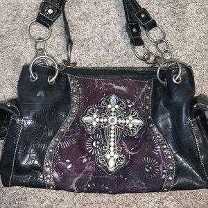 Black Rhinestone Cross Purse